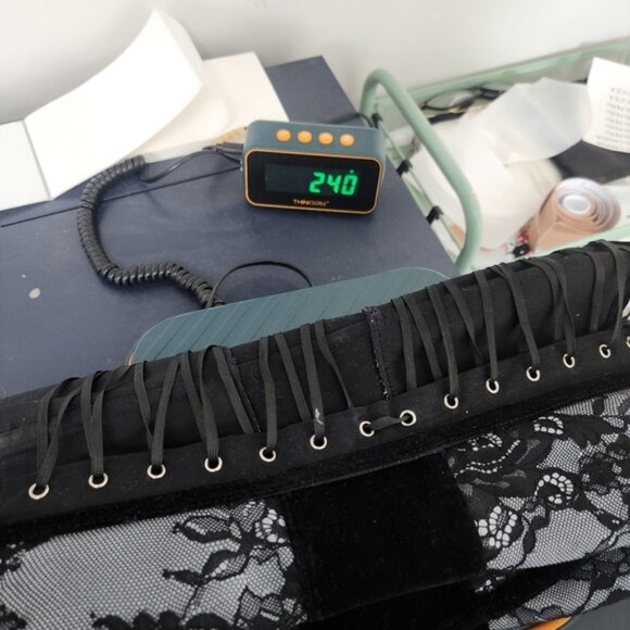 Coquette Corset Top Black Grey Pace Size Small Renaissance Castlecore Fairytale - Picture 13 of 13